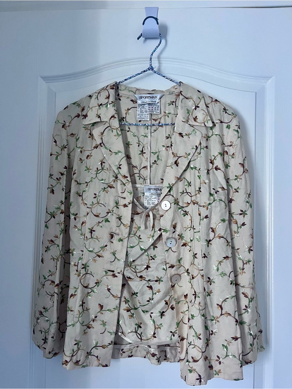 Sportmax Floral Linen-Blend Blazer Twin Set